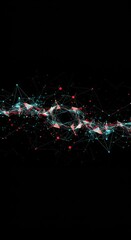 Abstract Particle Background in Black Red and Blue Wave Illustration