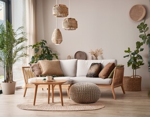 modern scandinavian living room with designer furniture