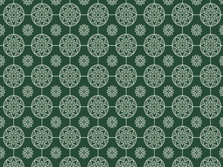 Elegant Green and White Mandala Pattern Seamless Design for Fabric, Wallpaper, and More
