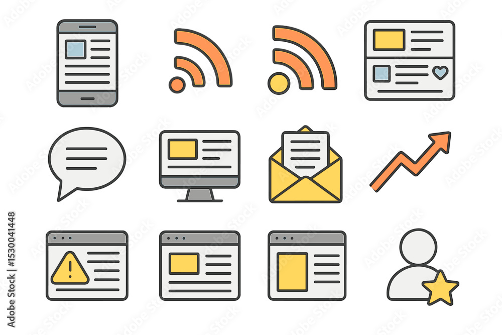 Poster colorful communication and web icons on a metallic background