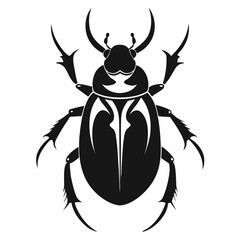 Detailed Beetle Silhouette Vector Illustration with a Clean White Background for Graphic Design Projects