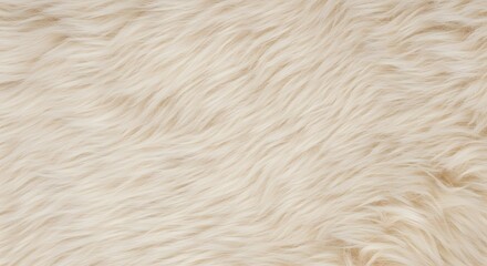 Fototapeta premium Creamy White Sheepskin Rug Texture Background, Soft Wool Fur, Fluffy Carpet