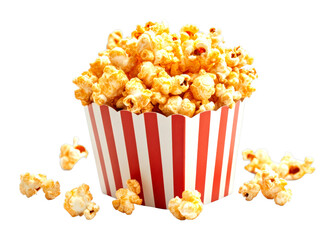 Popcorn delight movie theater snack food bright environment enjoyment concept isolated on transparent background