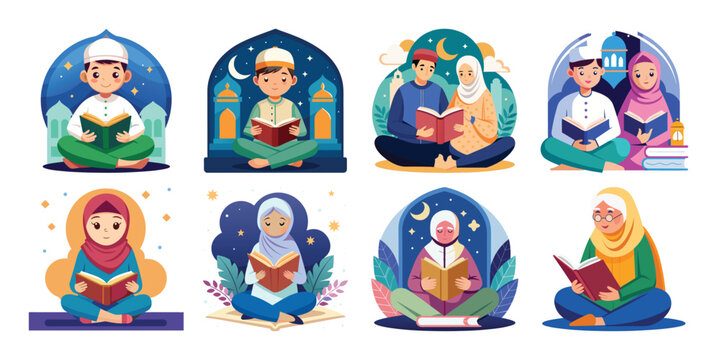 girls and boyes are reading the holy quran