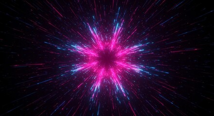 Abstract Pink Blue Star Burst Light Motion Particle Energy 3D Background