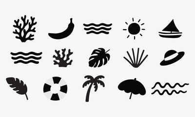 Abstract Modern Ocean Vacation Elements, Wavy & Groovy Naive Style Vector Templates