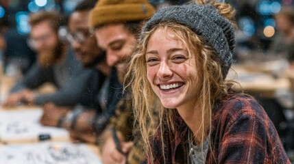 Happy Woman Smiling at Camera Indoor
