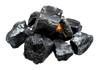 Charcoal production process industrial facility product manufacturing environment isolated on transparent background