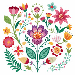 Elegant Floral Ornaments Collection on White Background Decorative Elements for Design Projects and Creative Applications