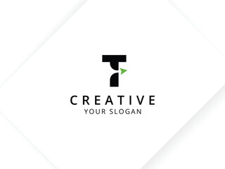 Minimalist Letter T with arrow logo design. Monogram logo vector template