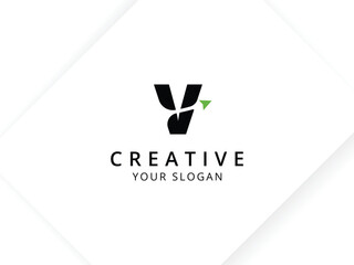 Minimalist Letter V with arrow logo design. Monogram logo vector template