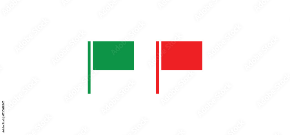 Poster simple green flag and red flag flat symbol and icon vector