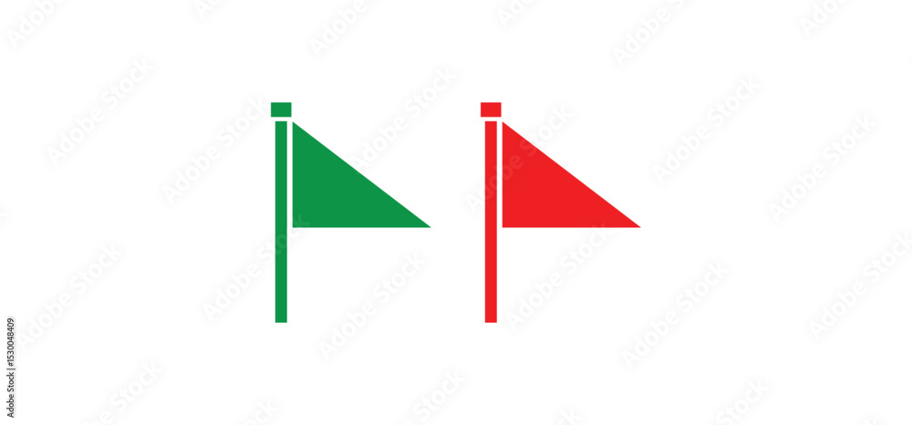 Poster simple green flag and red flag flat symbol and icon vector