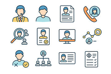 Business communication and profile management icons