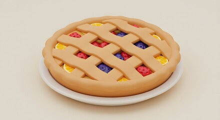 Colorful Fruit Tart with Lattice Crust