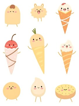 Kawaii Food Doodles Clipart Set for Stickers and Planners