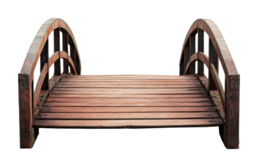 Elegant wooden bridge over tranquil water outdoor landscape serene environment aesthetic isolated on transparent background