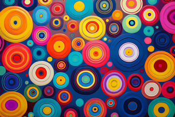 Vibrant Retro Psychedelic Abstract Circles Pattern Background