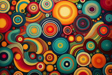 Textured retro abstract circles seamless pattern