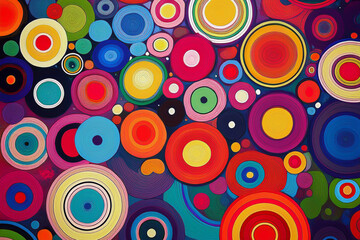 Vibrant Retro Psychedelic Abstract Circles Pattern Background