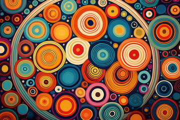 Abstract Composition of Layered Paper Circles in a Frame