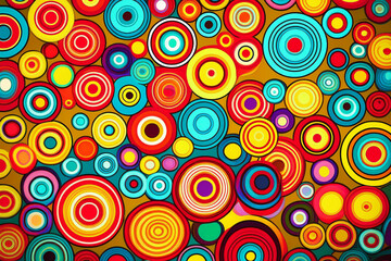 Vivid Retro Pop Art Style Colorful Circles Pattern