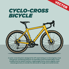 Cyclo cross bike vector infographic including explanation