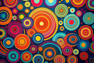 Rich jewel-toned psychedelic circles abstract pattern