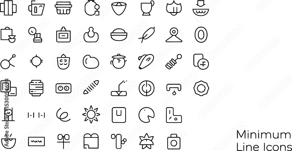 Poster minimalist black line icons set website onboarding flow