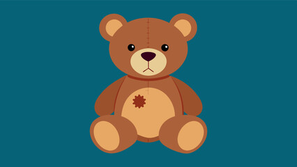 Obraz premium The sight of her childhood bear lovingly patched and sewn reminded her of the comfort and security she felt during difficult times.. Vector illustration