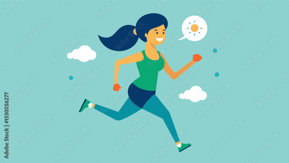 Poster a woman reciting her daily affirmations while going for a run using exercise as a way to boost her m