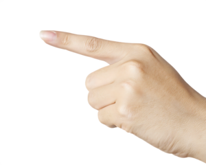 Woman's hand pointing left isolated on a white background png ai generated