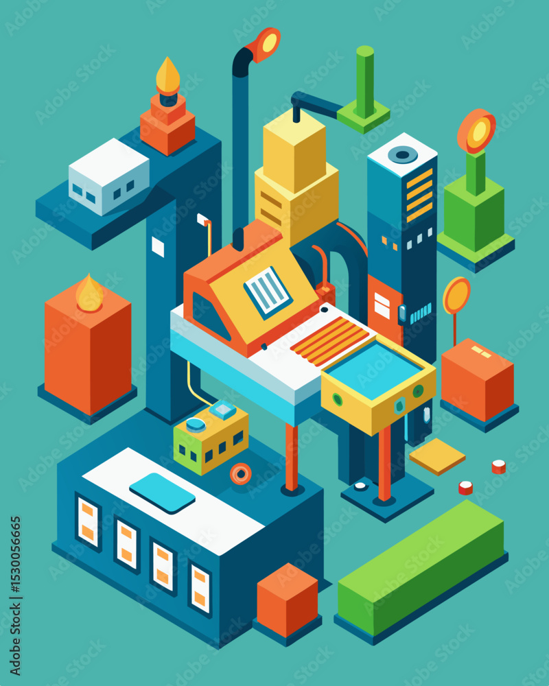 Poster a factory using digital manufacturing technologies such as 3d printing to reduce the amount of physi
