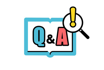 本と虫メガネのQ&Aタイトルイラスト・アイコン