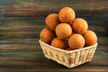 Delicious typical Colombian buñuelos - round, fried with cheese