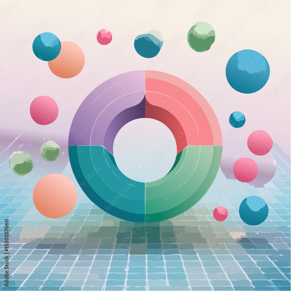 Poster looped figure-eight abstract blocks in clean modern colors with a geometric flair.