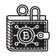 Secure Cryptocurrency Wallet Icon with Bitcoin and Network Design