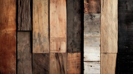 Aesthetic wood paneling showcasing diverse grains and rich textures in neutral tones