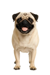 Obraz premium Standing Pug Dog PNG on Transparent Background – Cute Realistic Clipart for Pet Branding and Sticker Design 