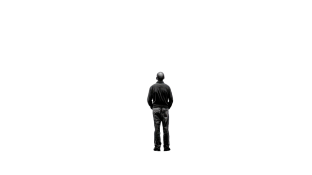 Silhouette of a Man Contemplating Back View Simple Style