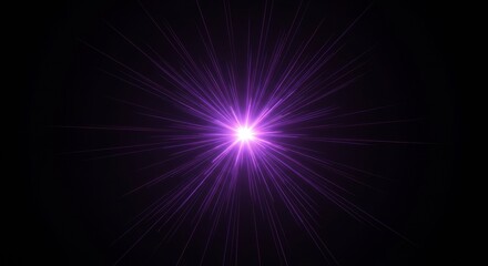 Abstract Purple Light Explosion Star Burst Background in Dark Space 3D