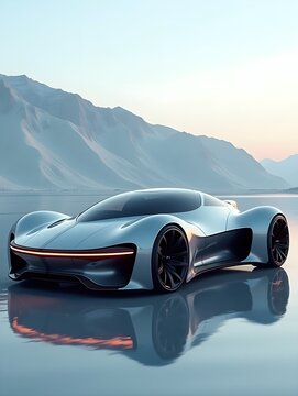 Futuristic Travel Concept Advanced Car with Sleek Design and Innovative Features