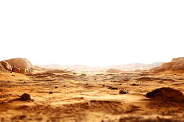Exploration of mars landscape planetary surface high-resolution sci-fi environment upward isolated on transparent background