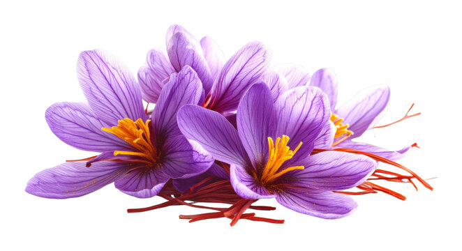 Harvesting saffron blooms in the field culinary delights nature's beauty isolated on transparent background