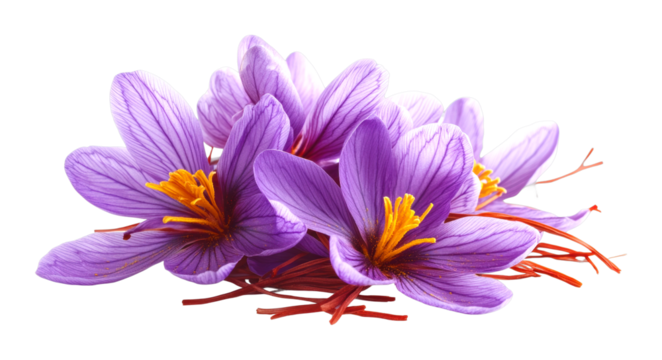 Harvesting saffron blooms in the field culinary delights nature's beauty isolated on transparent background