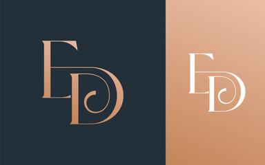 Initial letter ED DE logo design vector illustration for couple, wedding, and business