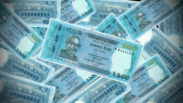 Bangladeshi Taka One Hundred Banknote Animation Old