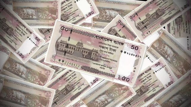 Bangladeshi Taka Fifty Banknote Animation Old