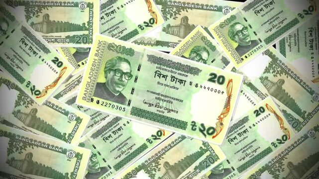 Bangladeshi Taka Twenty Banknote Animation Old