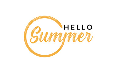 Hello Summer text lettering isolated. Unique Hand drawn Hello Summer vector.